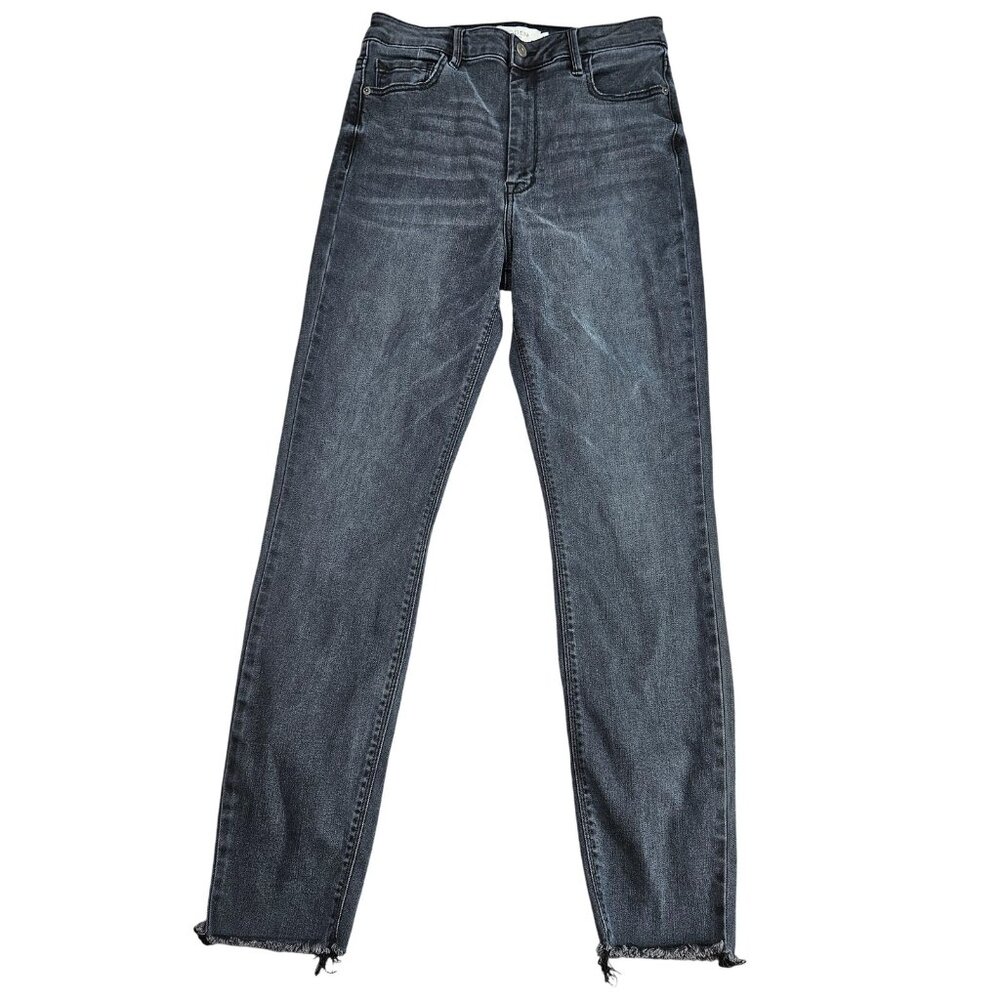 Hidden Skinny Jeans Womens 30 Gray Charcoal Wash Raw Hem‎ Distressed Stretch